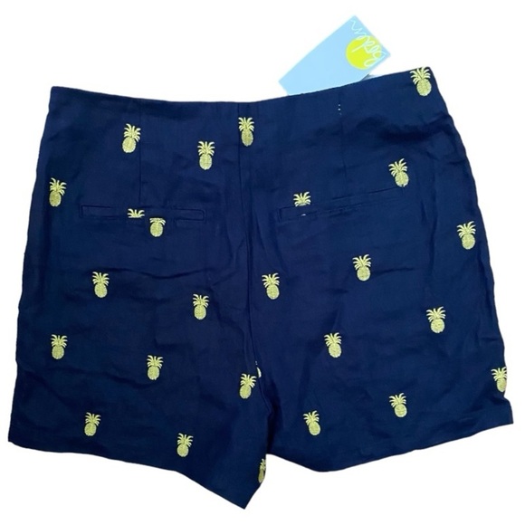 Boden Navy Tropical Yellow Pineapple Embroidered Shorts - Picture 2 of 6